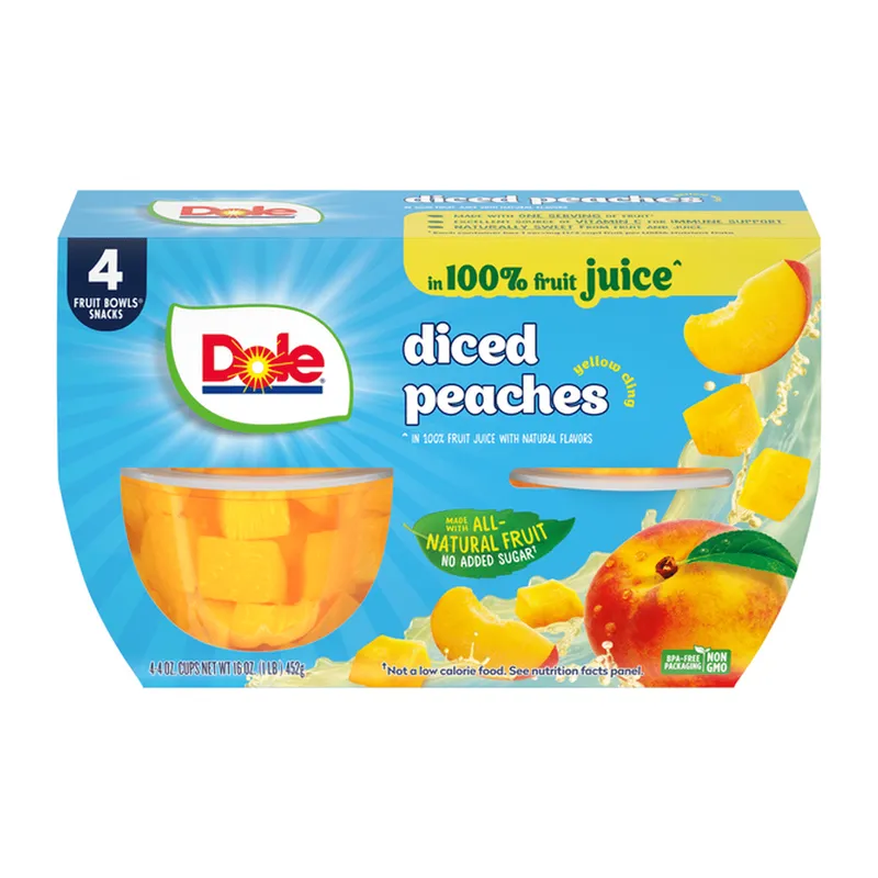 Fruit Bowls 4-pack – Diced Peaches
