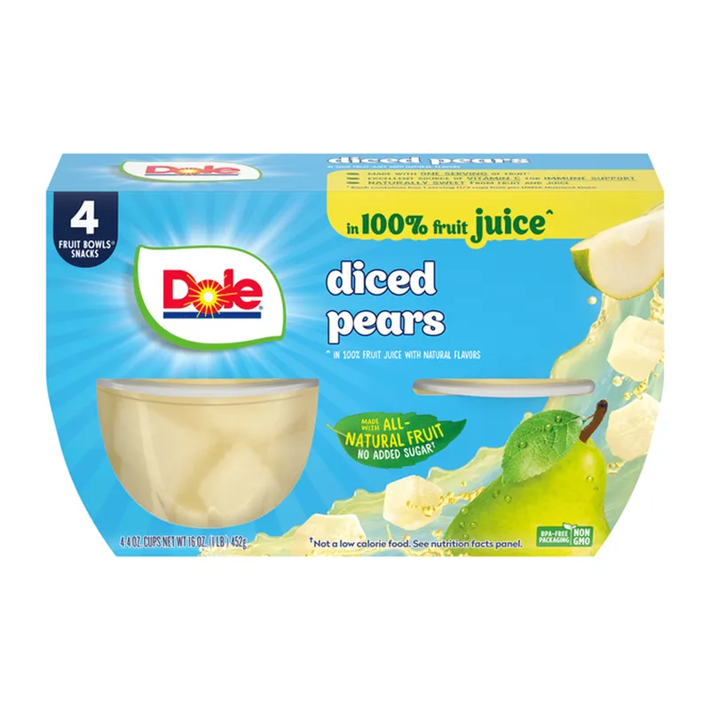 Fruit Bowls 4-pack – Diced Pears